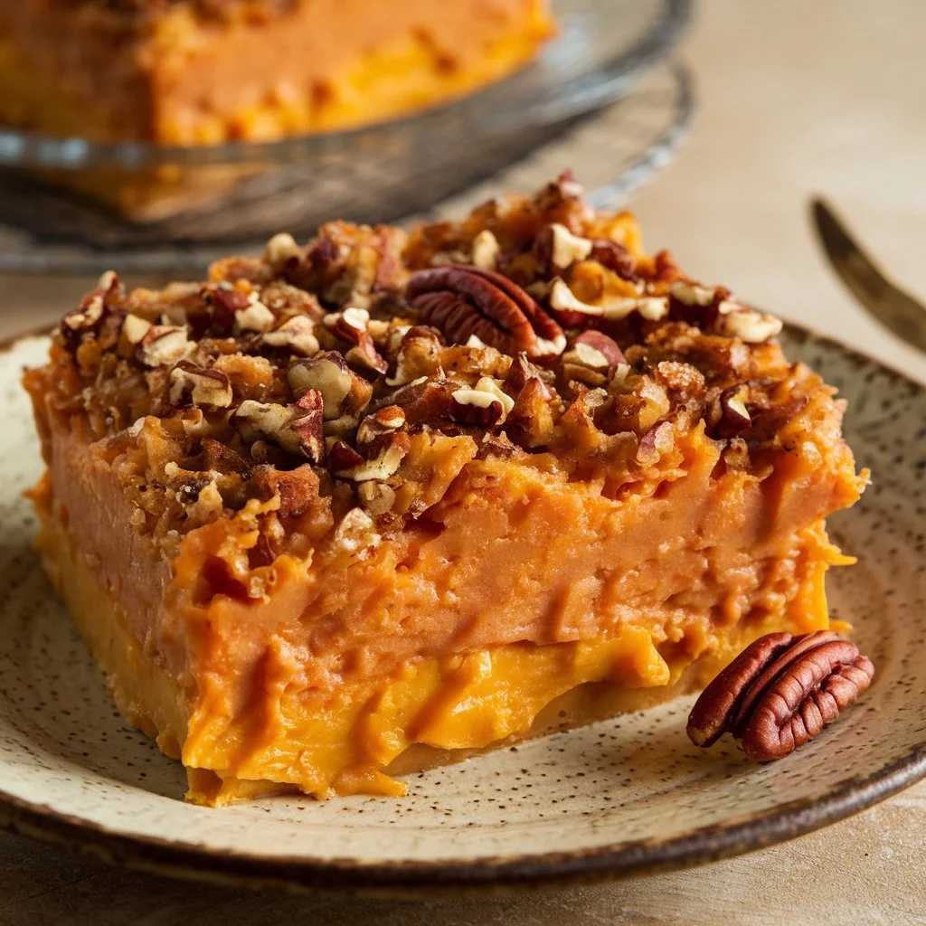 A photo of a Ruth's Chris Sweet Potato Casserole.